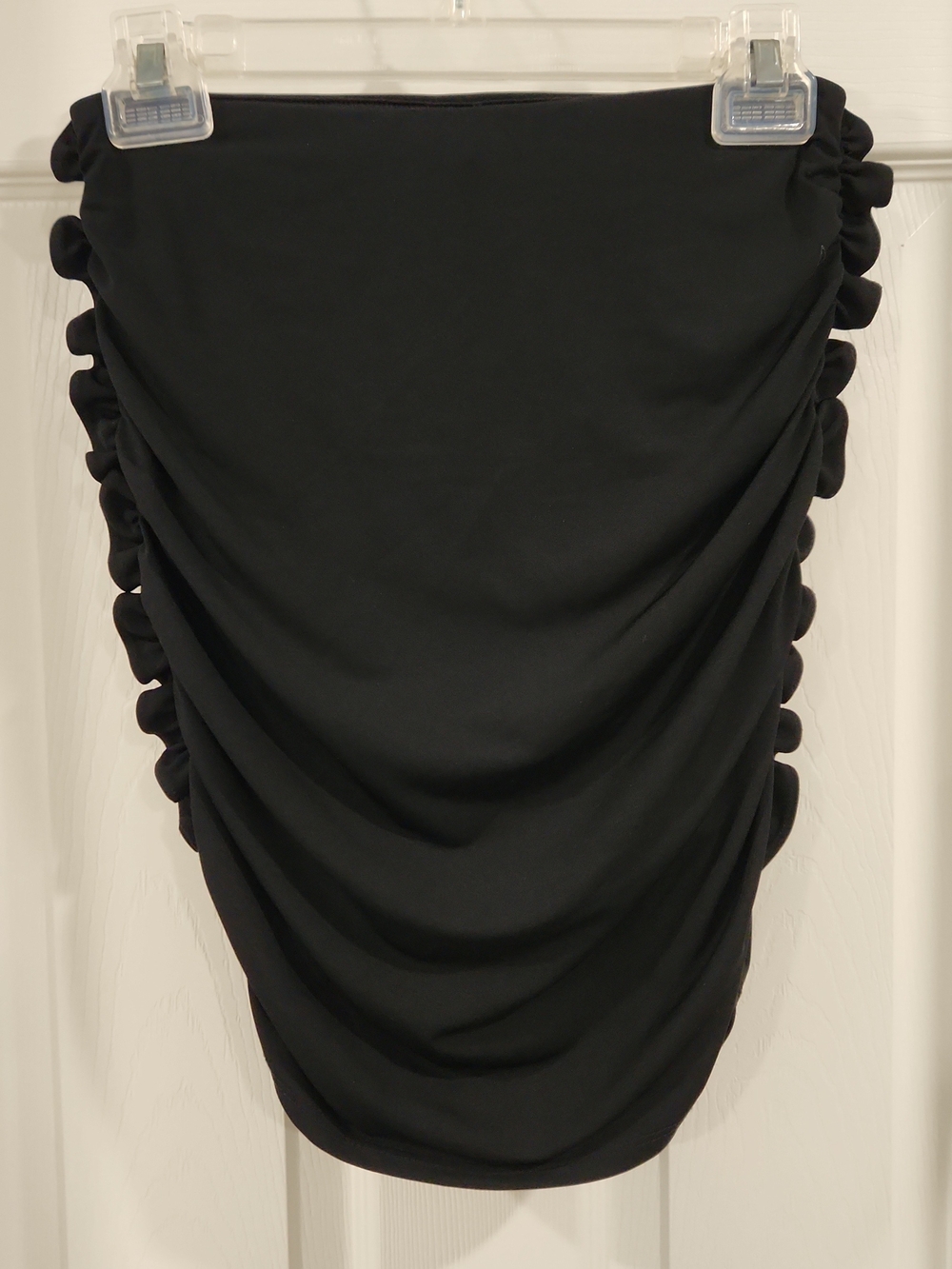 AFRM Ace Black Matte Jersey Ruched Mini Skirt Bodycon Side Gathering Size S NWOT